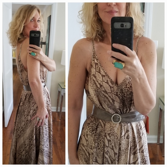 Silk Charmeuse Snakeprint Maxi Party Dress, Ramy Brook NWT - Picture 10 of 12